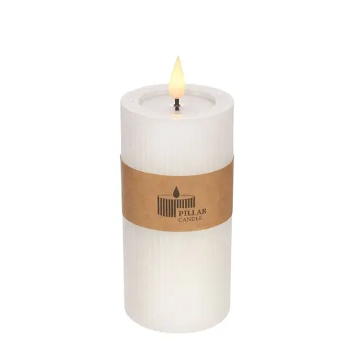 Rebrovaná LED sviečka biela, bez batérií AAA ⌀ 7 × 15 cm