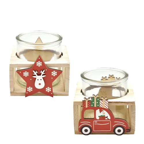 Vianočná dekorácia sklo pot/tray car mix dvojfarebná ⌀ 8 × 8 cm