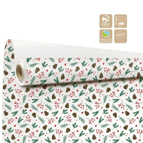 Vianočná baliaca rolka Sagesse Clayrton biela 80 cm, návin 40 m
