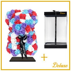 Medvedík z aranžovacej hmoty so stojanom fialovoružový, mix 25 cm
