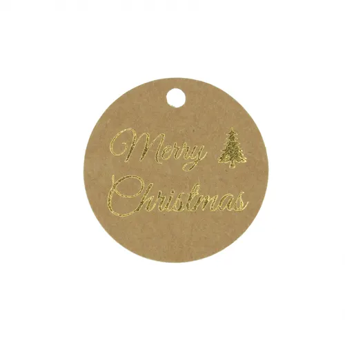 Vianočná dekorácia Labels Merry Christ. zlatá ⌀ 5 cm