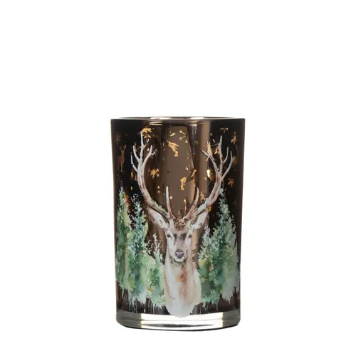 Vianočná dekorácia Tea light držiak Deer zelená ⌀ 12 × 18 cm