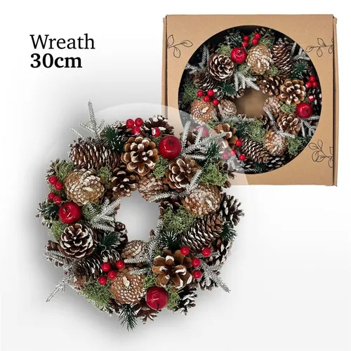 Wreath Red/white 30 cm