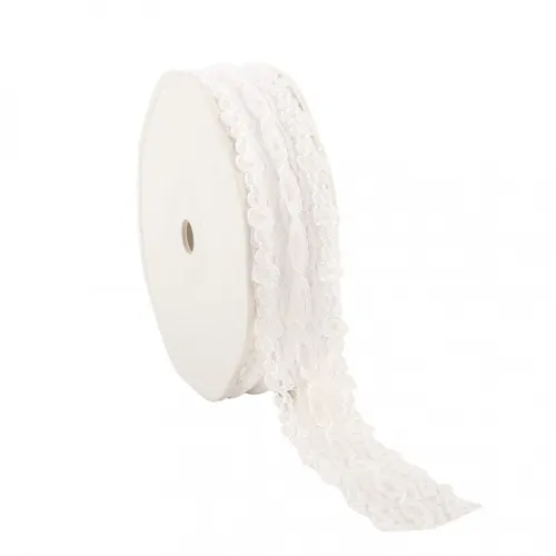 Svadobný doplnok stuha Lace kvet biela návin 15 m, 25 mm