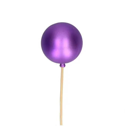 Matná vianočná guľa fialová na zápichu ⌀ 6 cm
