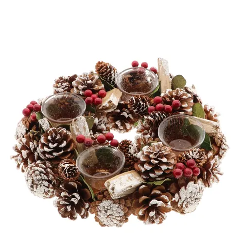 Vianočná dekorácia sklo tealighth.Frost červená ⌀ 30 × 9 cm