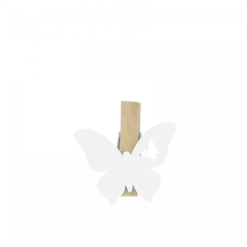Motýlik s klipom biely 4 cm