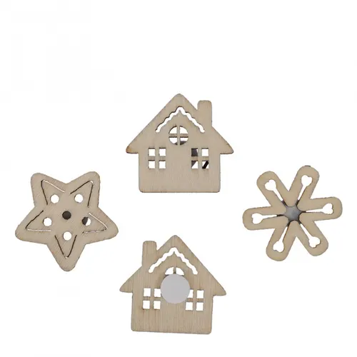 Vianočná dekorácia Sticker Christm.wood mix béžová 2,5 cm
