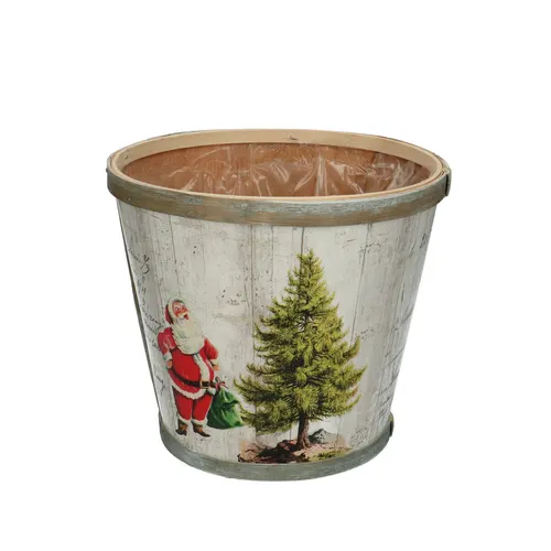Vianočná dekorácia drevo Santa kvetináč ⌀ 17 × 15 cm