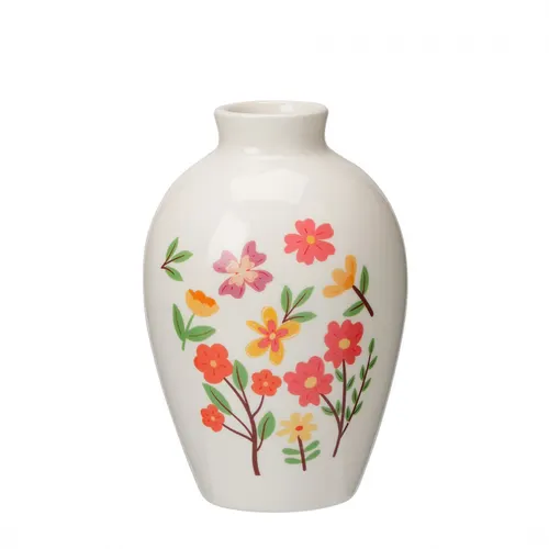 Keramika váza flowery krémová ⌀ 9 × 13 cm