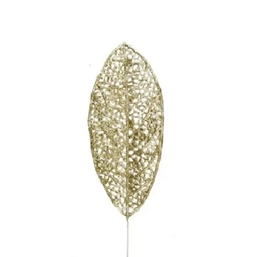 Vianočná dekorácia paličky list glitter zlatá 14 × 6 cm