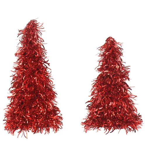 Vianočná dekorácia stromček shiney červená ⌀ 11 × 30 cm, sada 2 ks