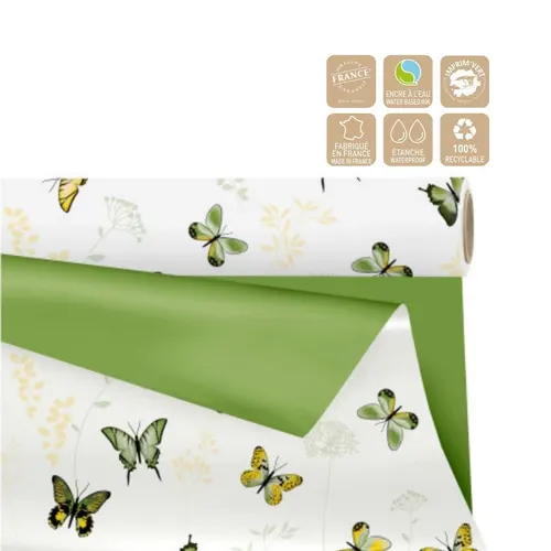Matný obojstranný celofán Floraison Clayrton zelený 80 cm, návin 25 m
