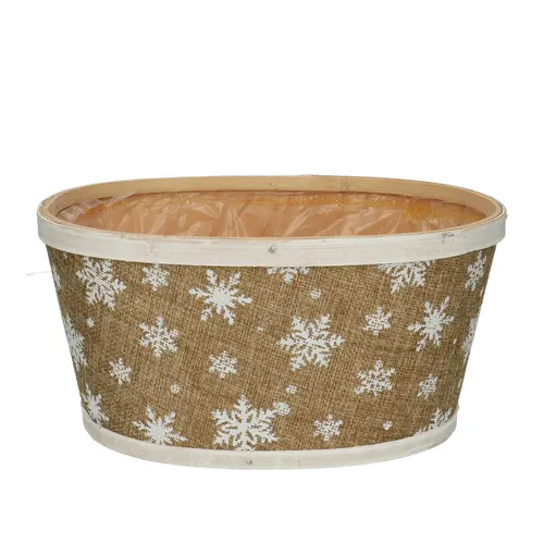 Vianočná dekorácia drevo Snowflake tácka hnedá 22 × 18 × 11 cm