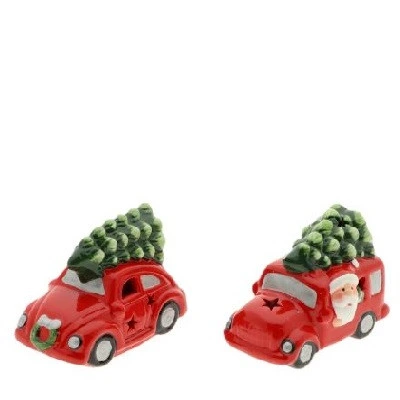 Vianočná dekorácia LED Car+christmastree červená 9 × 6 × 7 cm