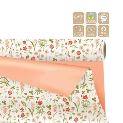 Matný obojstranný celofán Flowers Clayrton 80 cm, návin 25 m