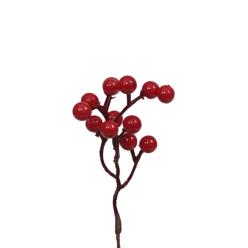 Vianočná vetvička s bobuľami červená 17 cm