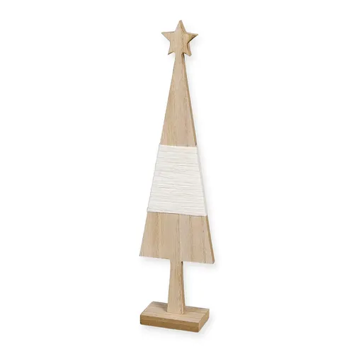 Vianočná dekorácia stromček drevo lano biela ⌀ 8 × 35 cm