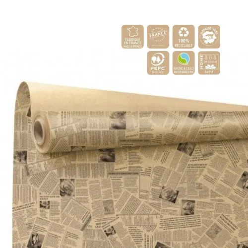 Baliaci papier s novinovou potlačou čierny 80 cm, návin 40 m