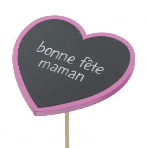 Srdce Bonne fête ružové na zápichu 50 cm