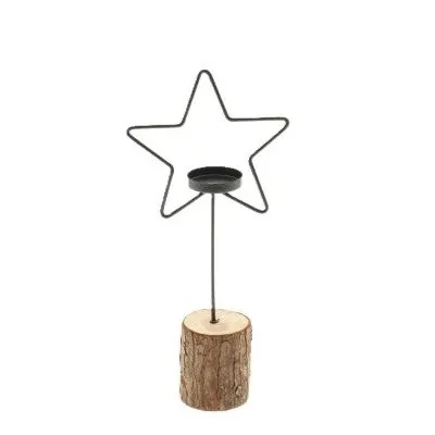 Vianočná dekorácia Tea light hviezda čierna ⌀ 15 × 33 cm