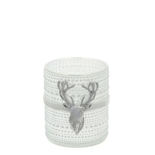 Vianočná dekorácia Tea light hold.reind. biela ⌀ 8 × 10,5 cm