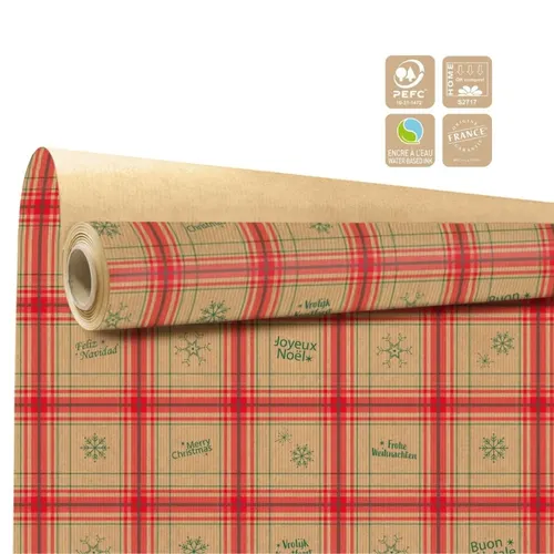Vianočná baliaca rolka Glasgow kraft Clayrton červená 80 cm, návin 40 m