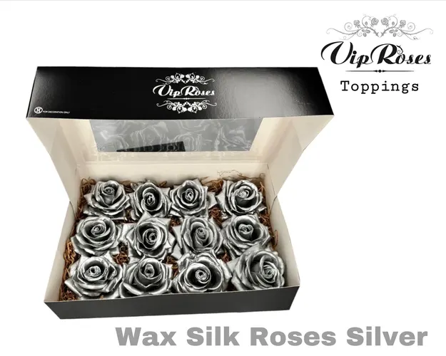 Wax Silk Roses Silver 10 cm