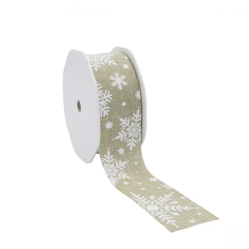 Vianočná dekorácia stuha Snowflake návin 15 m, 38 mm