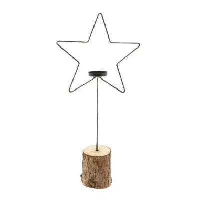 Vianočná dekorácia Tea light hviezda čierna ⌀ 22 × 47 cm