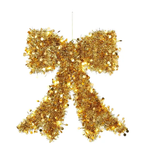 LED mašľa zlatá 44,5 × 42 × 4,5 cm