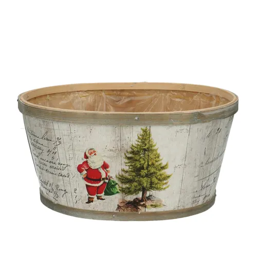 Vianočná dekorácia drevo Santa tácka 22 × 18 × 11 cm