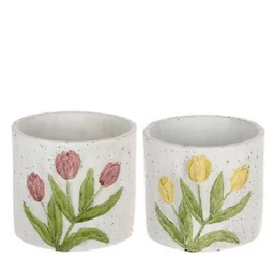 Keramický kvetináč tulipán mix farieb ⌀ 13,5 × 13 cm