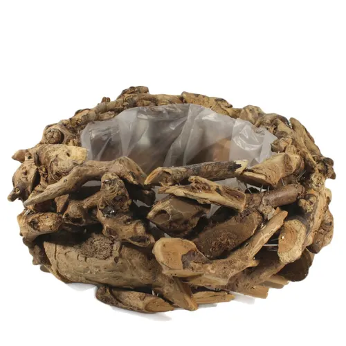 Kvetináč z naplaveného dreva hnedý ⌀ 31 × 14 cm