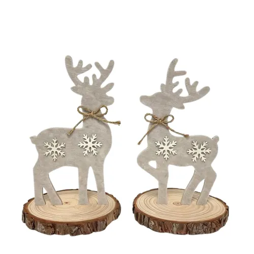 Vianočná dekorácia dekoračný reindeer plsť mix sivá ⌀ 11 × 19 cm