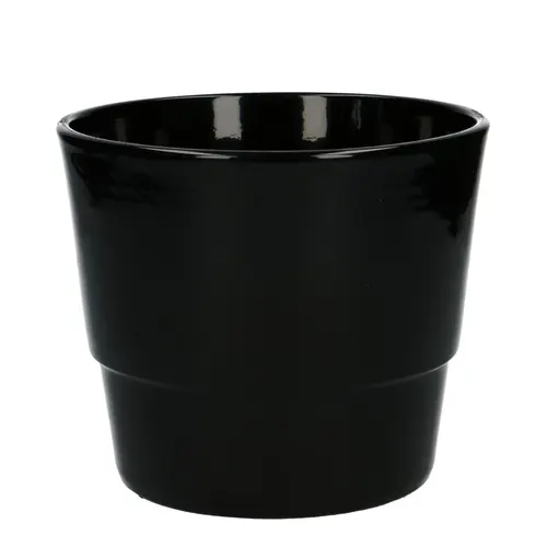 Keramický kvetináč Basic čierny ⌀ 16 × 13,5 cm