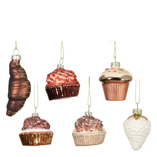 Závesná vianočná ozdoba muffin mix farieb 60 mm
