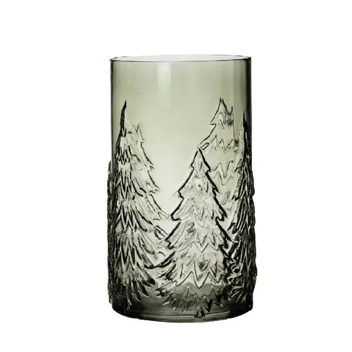 Vianočná dekorácia sklo valec stromček zelená ⌀ 16 × 26 cm