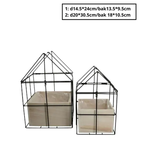 Drevo kvetináč house čierna ⌀ 18 × 10,5 cm, sada 2 ks