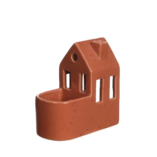 Keramický kvetináč domček hnedý 13 × 7 × 14 cm