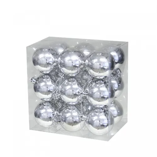 Plastové vianočné gule strieborné 60 mm