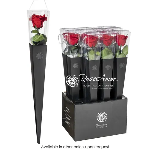 Stabilizovaná ruža Lori na stonke v kornúte ⌀ 6 cm 50 cm, červená RED02
