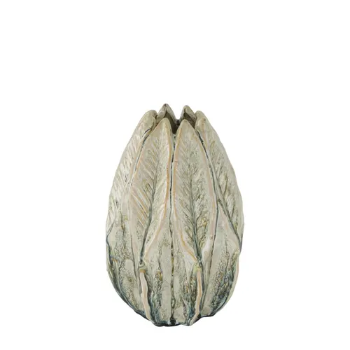 Keramická váza s listom zelená ⌀ 12 × 19,5 cm