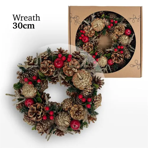 Wreath Red/gold 30 cm