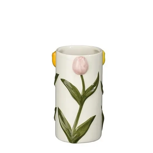 Keramická váza tulipán biela ⌀ 7 × 13,5 cm