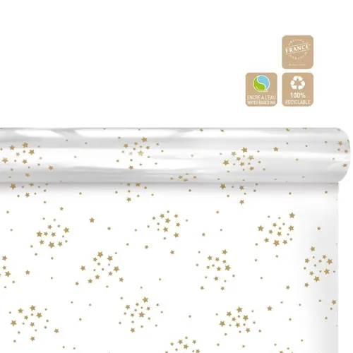 Vianočná baliaca rolka Starry Clayrton zlatá 70 cm, návin 50 m