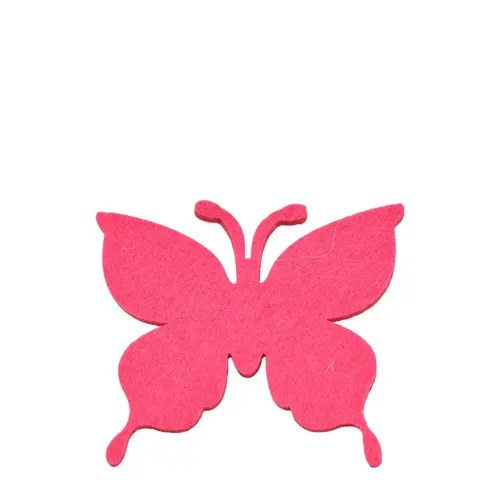 Plstený motýľ s nálepkou ružový, 8 cm