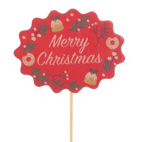 Nápis Merry Christmas červený na zápichu 6,5 × 8,5 cm