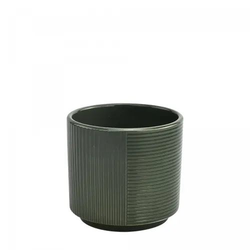 Keramický kvetináč Groove zelený ⌀ 13 × 12,5 cm
