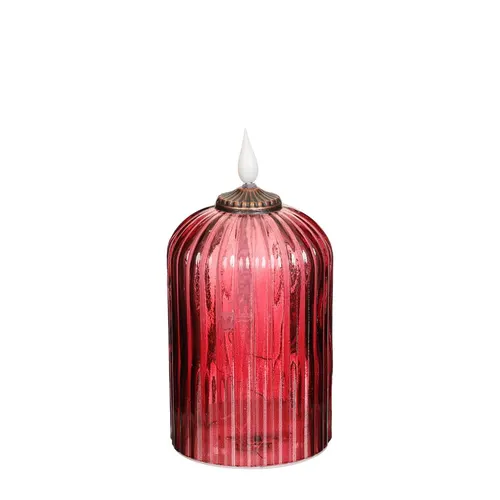 Sviečka LED oil lamp /timer bordová ⌀ 8 × 15 cm